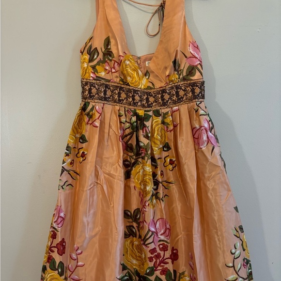 Y2K Spring Beaded Floral Embroidered Halter Midi Dress Coquette Girl - XS Small - Picture 5 of 13